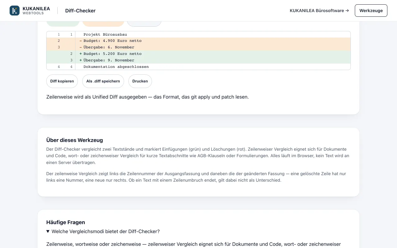 Anwendungsansicht von Diff-Checker