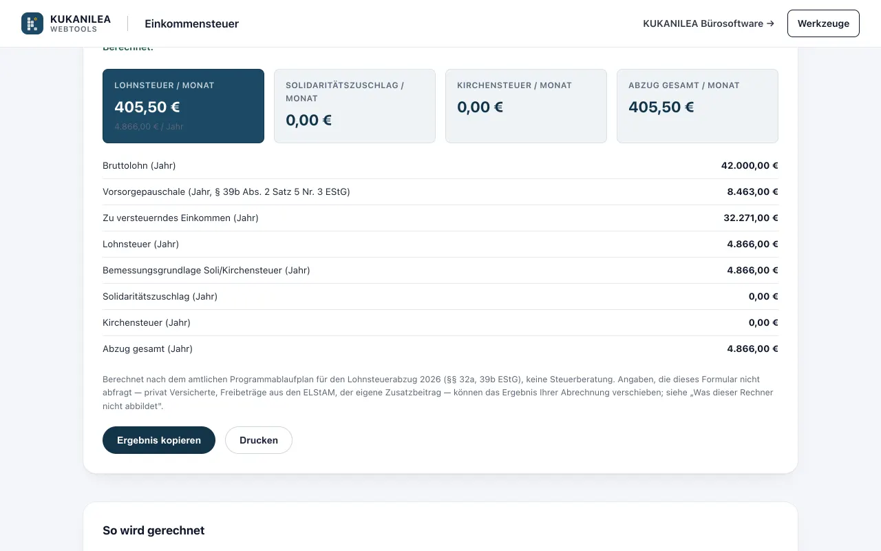 Anwendungsansicht von Lohnsteuer & Einkommensteuer