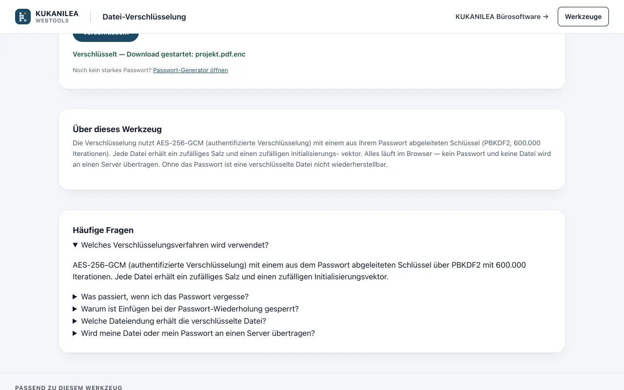 Anwendungsansicht von Datei-Verschlüsselung