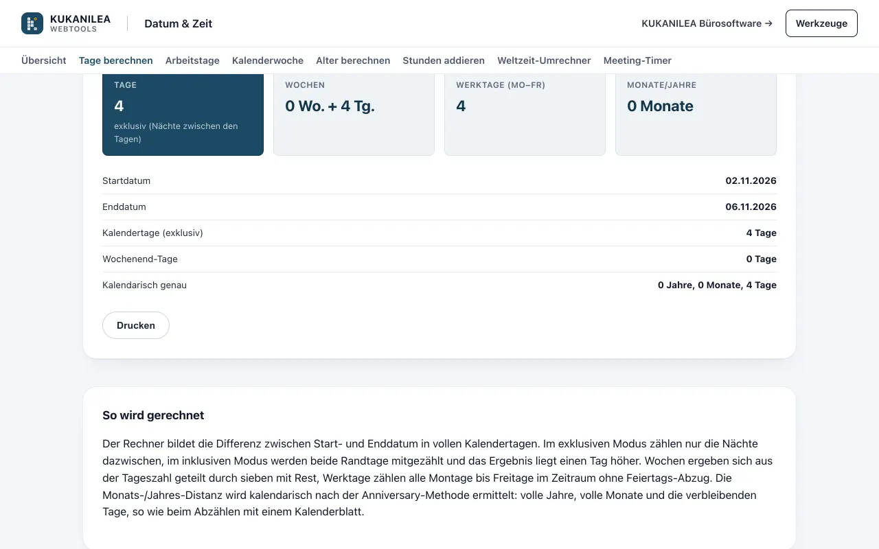 Anwendungsansicht von Datum & Zeit